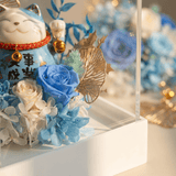 Maneki - Neko 招き猫 Flower Box, Blue (Career & Success) - Flowers - Preserved Flowers & Fresh Flower Florist Gift Store