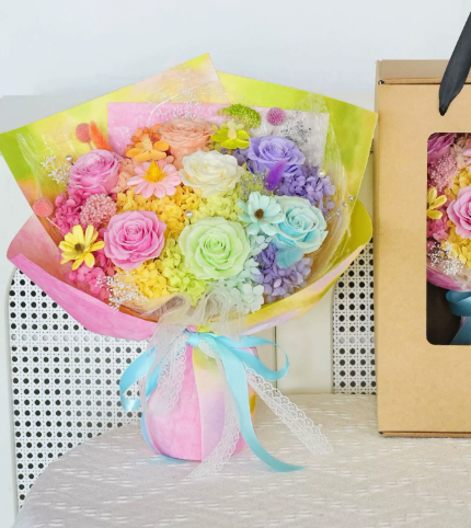 SUMMER. - Mothers Day Preserved Bouquet - Flowers - Rainbow - Preserved Flowers & Fresh Flower Florist Gift Store
