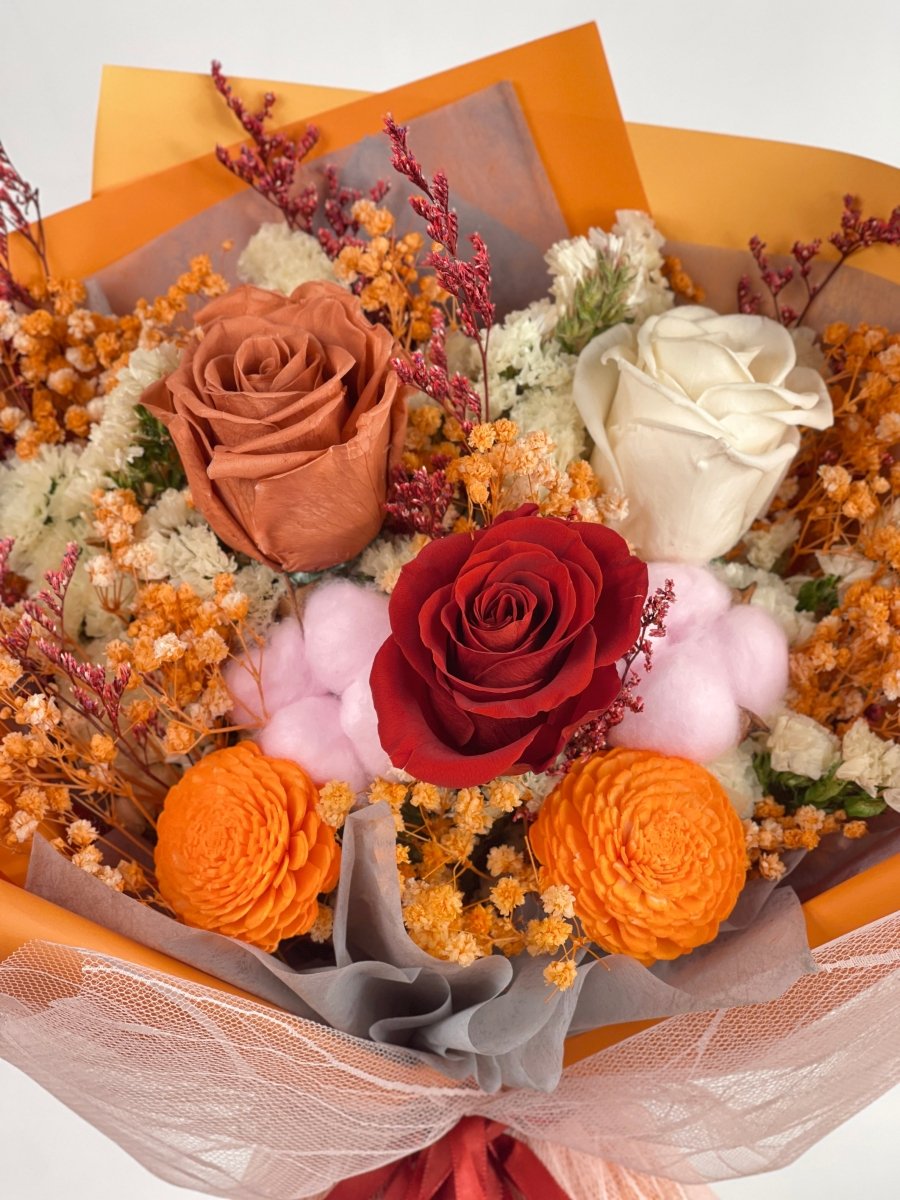 Aki - Amber Preserved Flower Bouquet - Flowers - Deluxe - Preserved Flowers & Fresh Flower Florist Gift Store