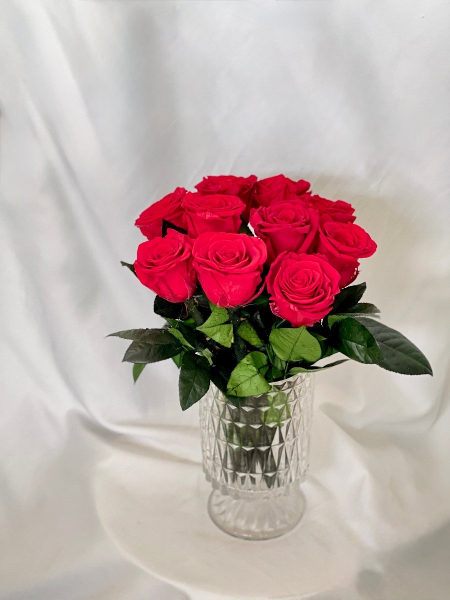 Everlasting Preserved Rose Arrangement - Flowers - 10 Roses - Preserved Flowers & Fresh Flower Florist Gift Store