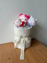 Fluffy Soft Toy Knit Bouquet - Kitty Bearie White - Flowers - Preserved Flowers & Fresh Flower Florist Gift Store