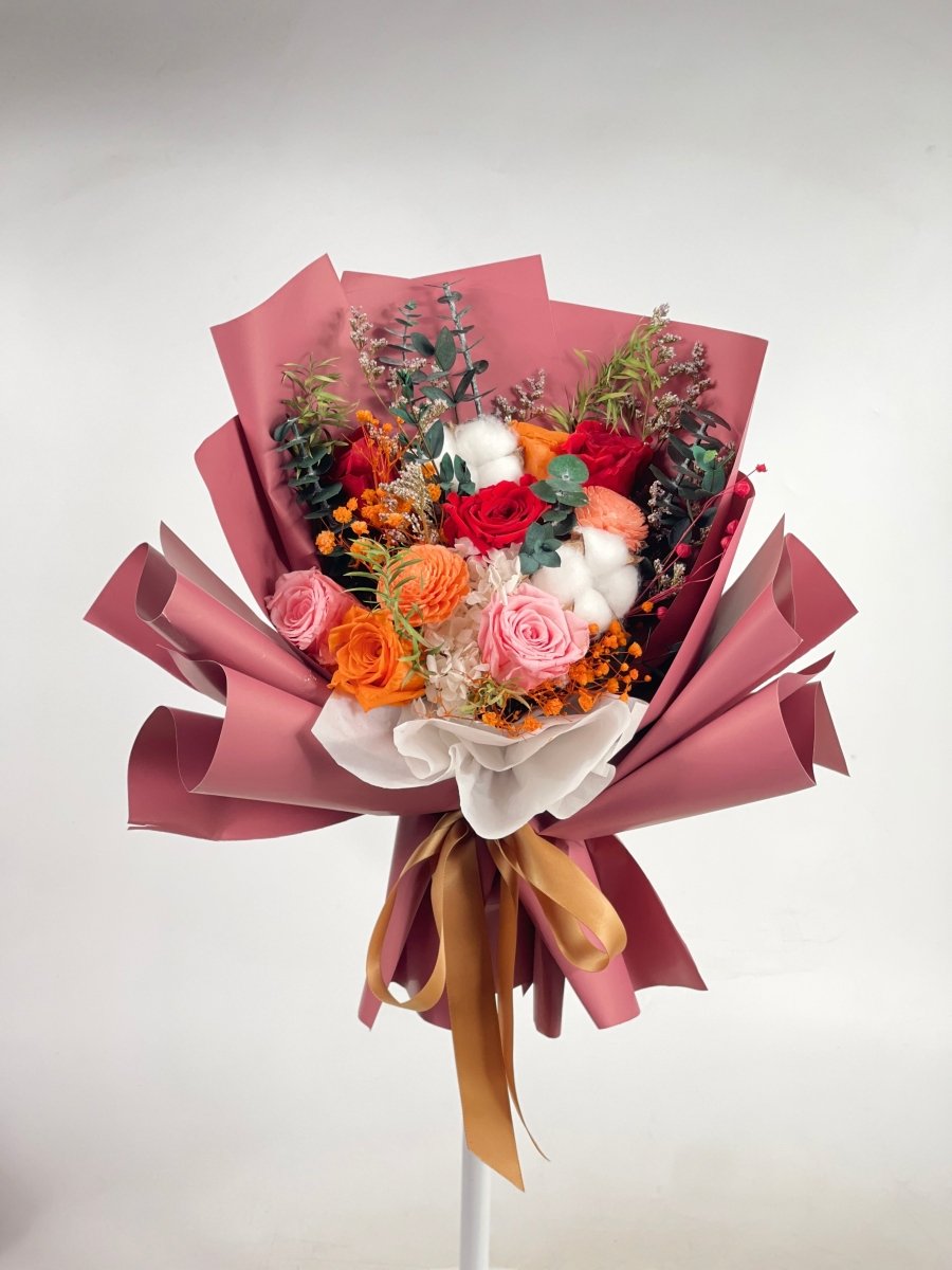 Hana - Mixed Roses & Hydrangea Preserved Flower Bouquet - Flowers - Preserved Flowers & Fresh Flower Florist Gift Store