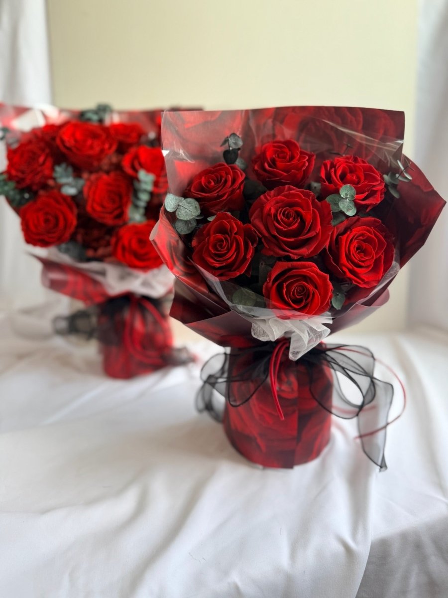 Hana (Rose) - Red Rose with Eucalyptus - Flowers - Grand - Preserved Flowers & Fresh Flower Florist Gift Store