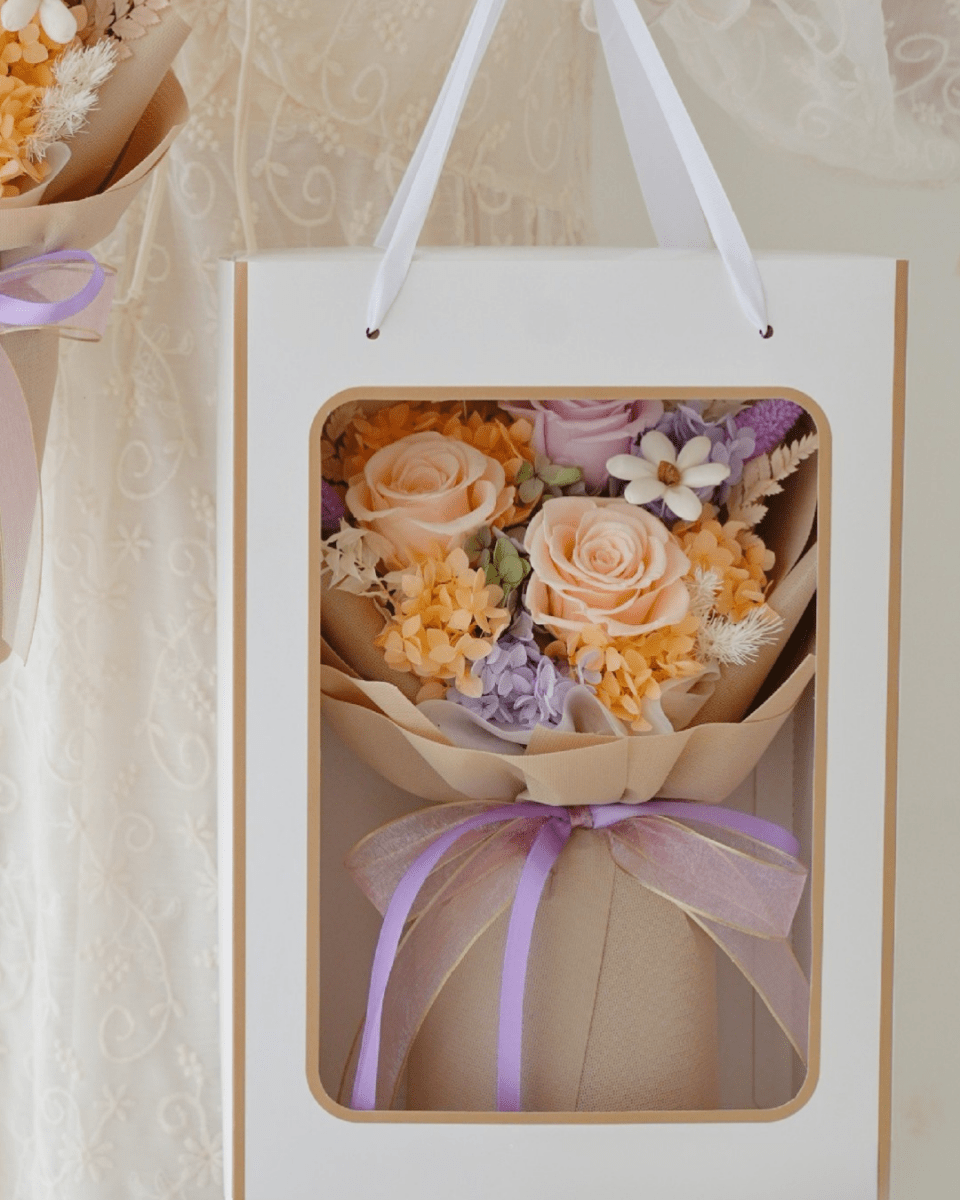 Valentine's Day Mixed 3 Roses Bouquet - Flowers - Pastel - Preserved Flowers & Fresh Flower Florist Gift Store