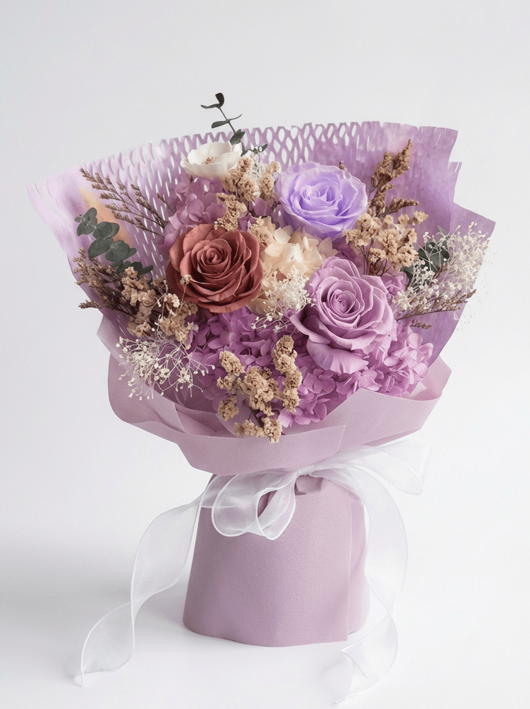 Yuna Preserved Flower Bouquet - Flowers - Purple - Preserved Flowers & Fresh Flower Florist Gift Store