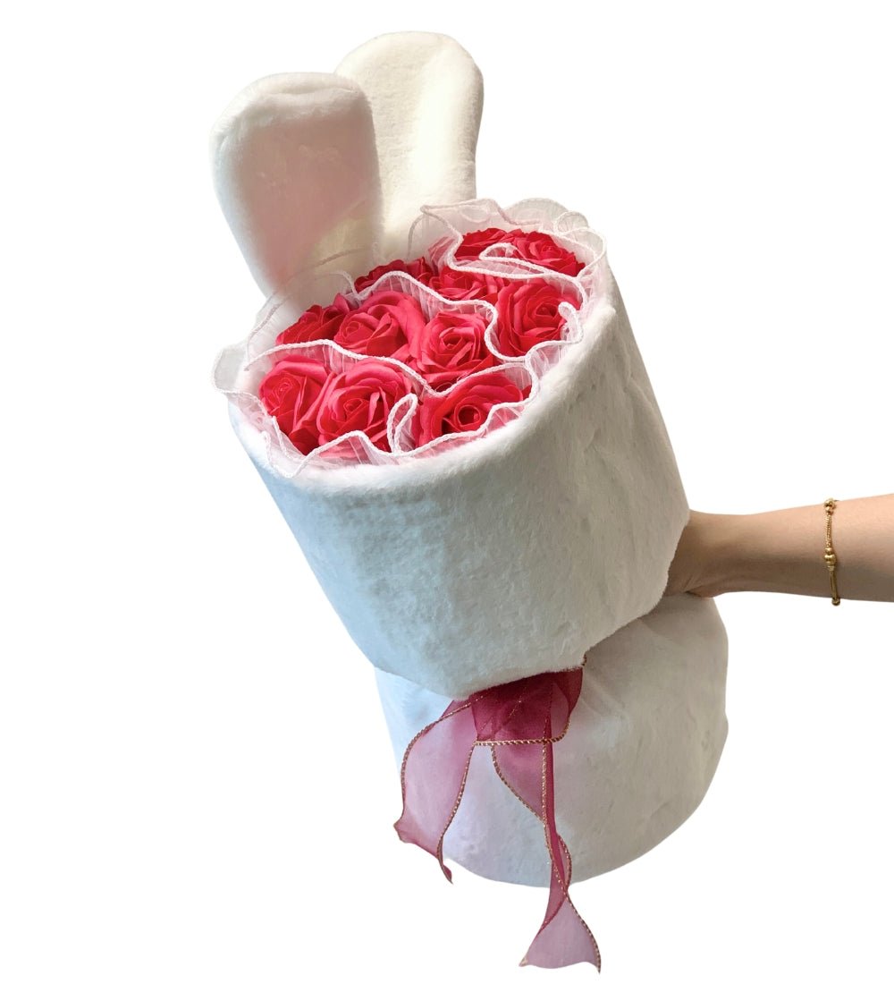 Bunny Hop - Soap Flower Bouquet - Red / White - Flower - Preserved Flowers & Fresh Flower Florist Gift Store