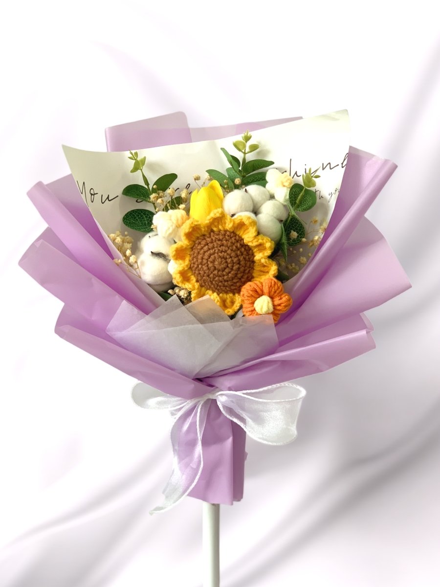 Eriko - Handmade Crochet Flower Bouquet, Purple - Flower - Standard - Preserved Flowers & Fresh Flower Florist Gift Store