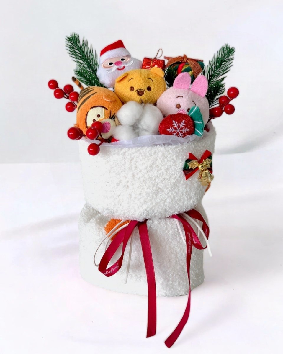 Fluffy Soft Toy Knit Bouquet - Christmas Tsum Tsum - Flower - Preserved Flowers & Fresh Flower Florist Gift Store